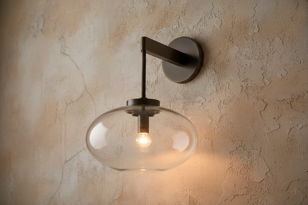 Black Glass & Stainless Steel Wall Sconce | CLFFD2