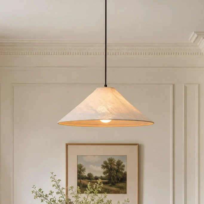 Rustic Farmhouse Wide Tapered Hessian Conical Pendant Light