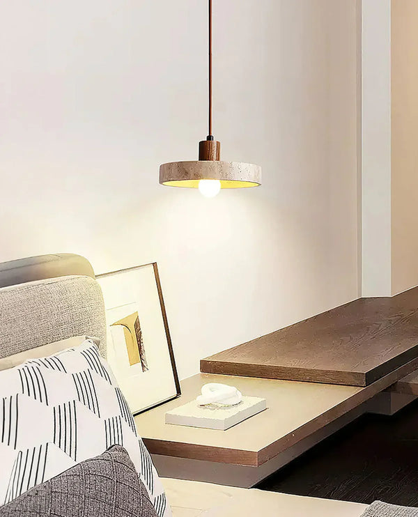 Travertine Piedra Wood Pendant Light
