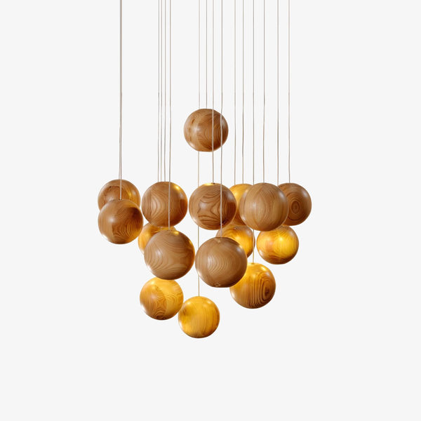 Vixor Nordic Orb Sphere Cluster Wooden Pendant Light