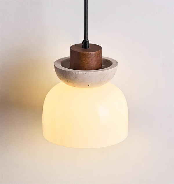 Ritta Travertine Dome Glass Pendant Light