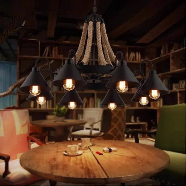 Laura 8 Heads Black Industrial Chandelier