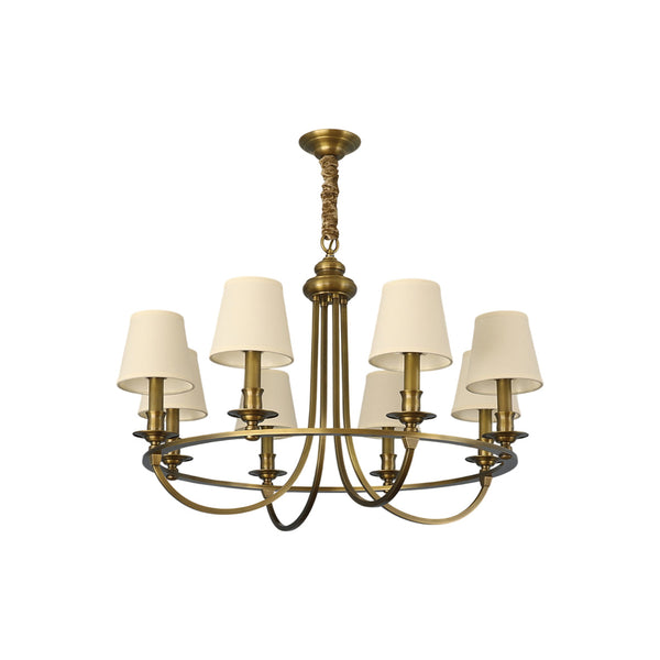 Plume Vintage Elegance Brass Fabric Chandelier