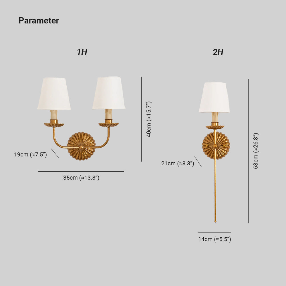 Axiom Vintage Industrial Antique Gold Fabric Wall Lamp
