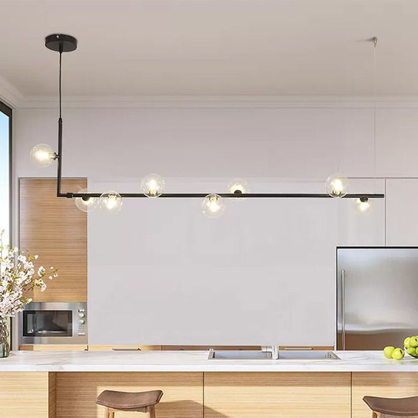 Valentina Minimalist Linear Pendant Light, Black & Gold, 6/8 Heads