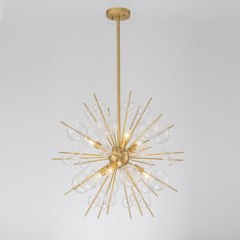 Yrvuvya Ribbed Globe Bubble Sputnik Glass Sunburst Chandelier