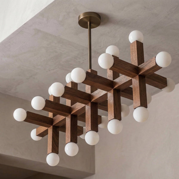 5-Link Walnut & Glass Chandelier | CLVGT0280