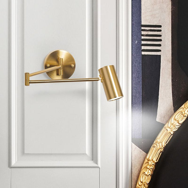Aria Wall Lamp Cylindrical Adjustable Lamp Pole Metal Brass, Bedroom