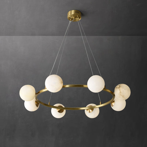 Helix Chandelier Alabaster Globe Halo