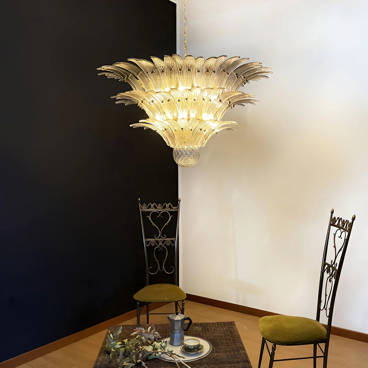 Beautifully Murano Palmette Smoked Chandelier