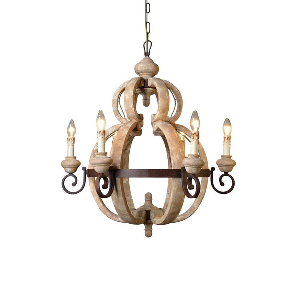 Cumaryra Traditional Hand-carved Wooden Chandelier
