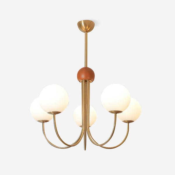Candil Modern Brass and Globe Glass Chandelier