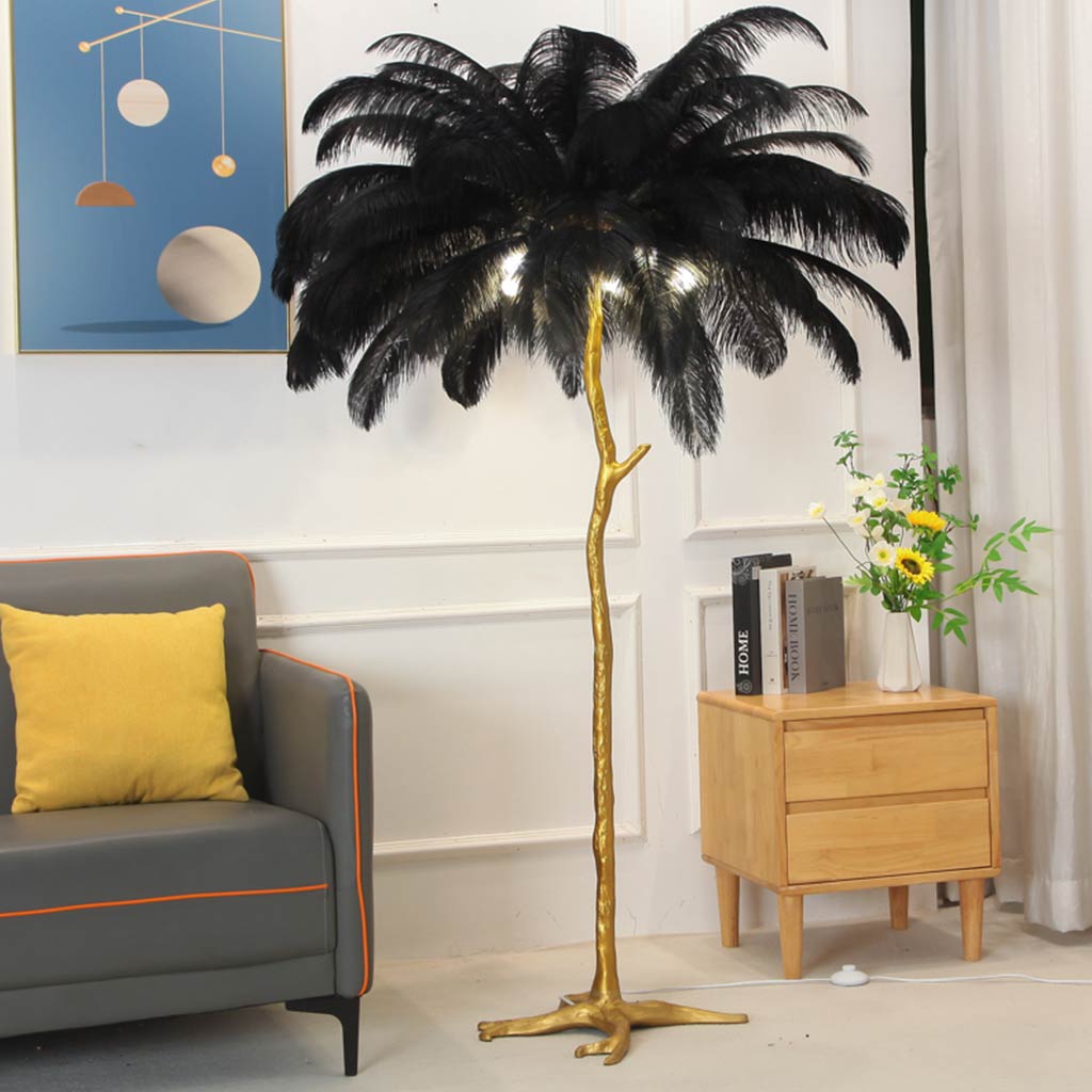 Ostrich Feather Floor Lamp Luxury, 16 Colors/Resin