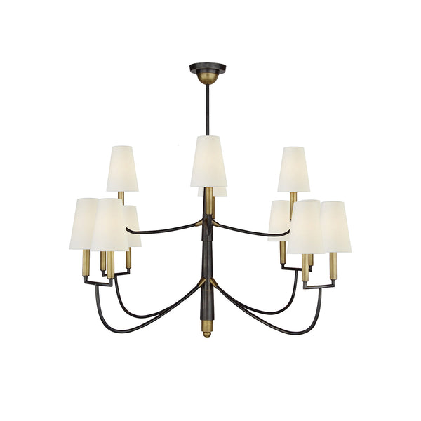 Lyshae Vintage Industrial Brass Fabric Chandelier