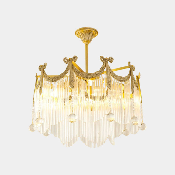 Chandelier Luxury French Vintage Brass Glass Tassel
