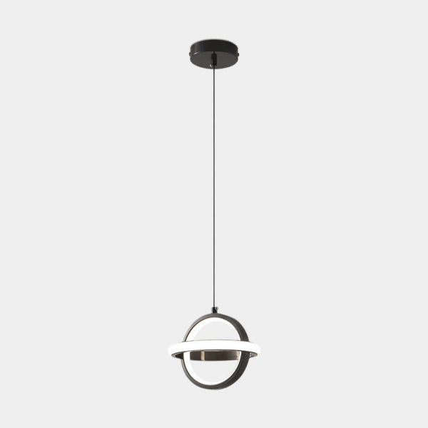 Pendant Light Geometric Brass Round Globe Ring, Black / Gold