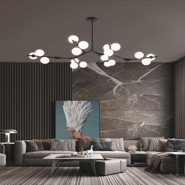Chandelier Nordic Elegant Branching Bubble Glass Ball, Black / Gold