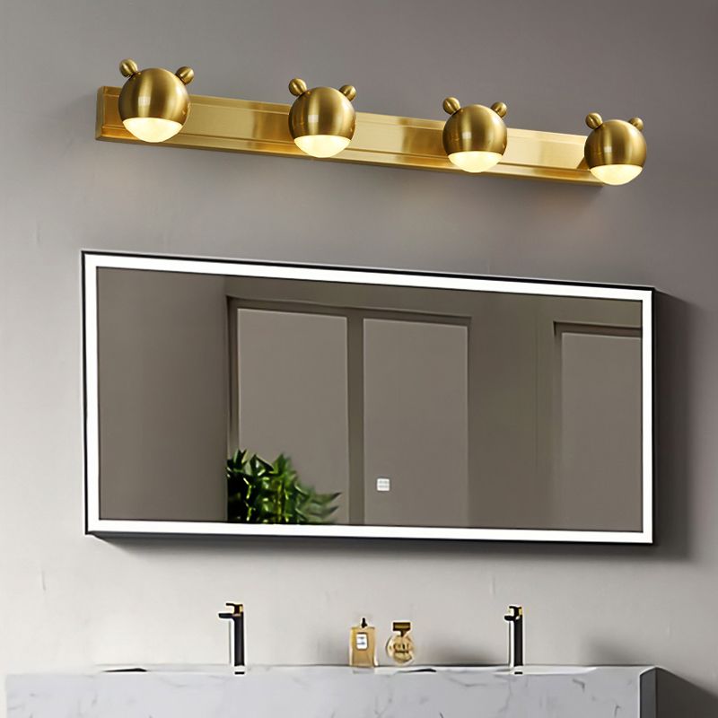 Arisha Modern Animal Globe Metal Vanity Wall Light, Gold, Bedroom