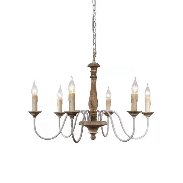 Syshaeth Vintage Industrial Hand-carved Wood Chandelier