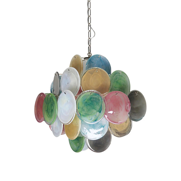 Vintage Colorful Glass Disks Chandelier
