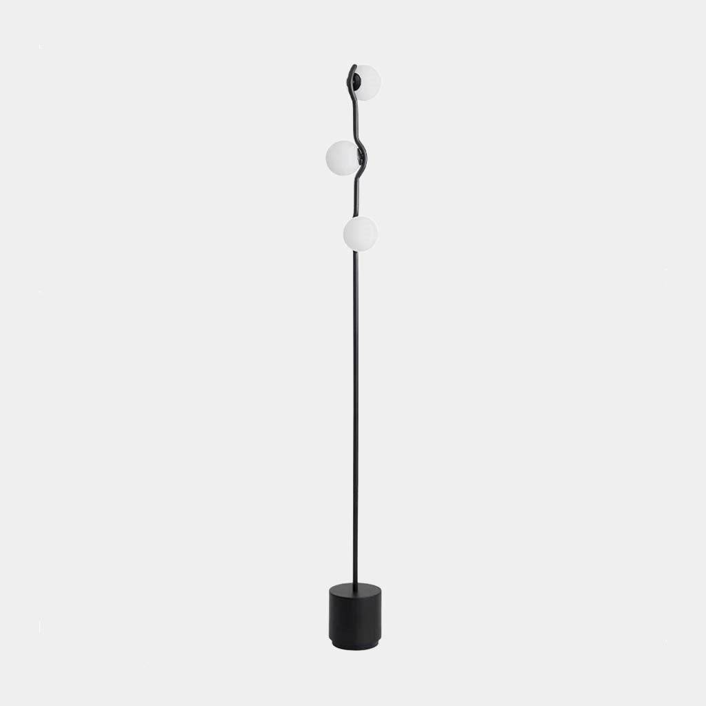 Floor Lamp Unique Glass Globe 3-Light, Black / Gold