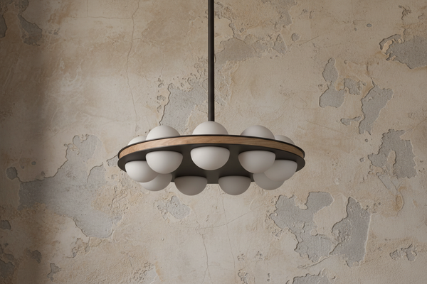 Brass & Wood Chandelier | CLHTL025
