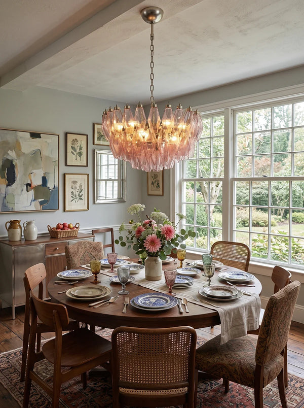 Cocoon Faceted Rose Glass Chandelier