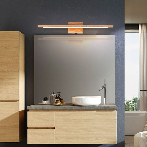 Muto Nature Wood Linear Mirror Front Vanity Wall Lamp