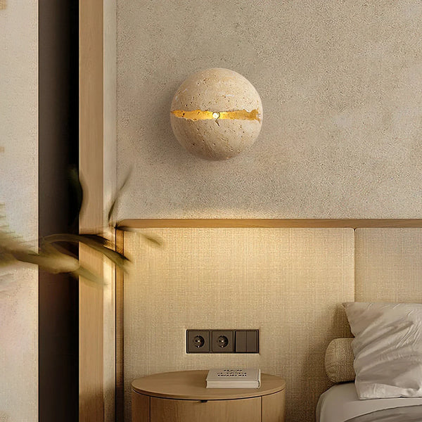 Round Crackle Travertine Wall Lamp