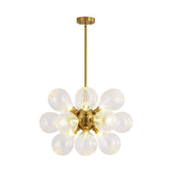 Waegnuvyx Cluster Ribbed Globe Bubble Glass Chandelier
