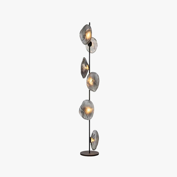 Byers Luxury Flower Metal/Glass Floor Lamp, Black/Gold/Grey