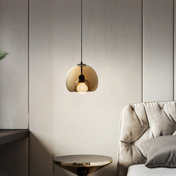 June Globe Glass Pendant Light, Amber/Smoky Grey