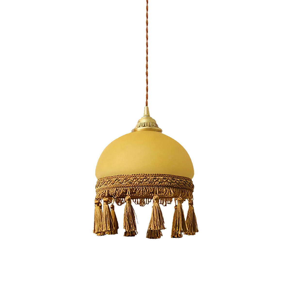 Pendant Light French Retro Brass Crystal Glass