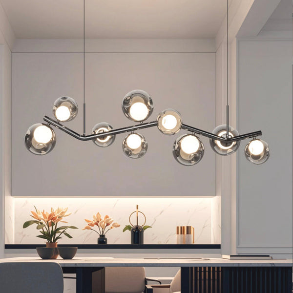 Glass Globe Pendant Light Smoke Grey Italian LED