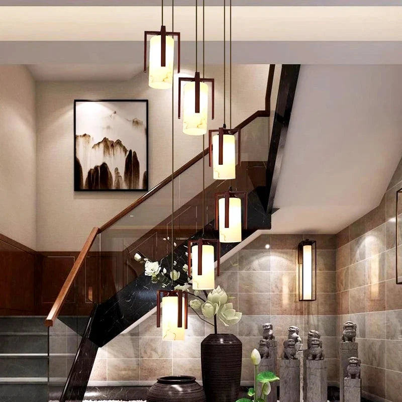 Polin Modern Faux Marble Stair Chandelier