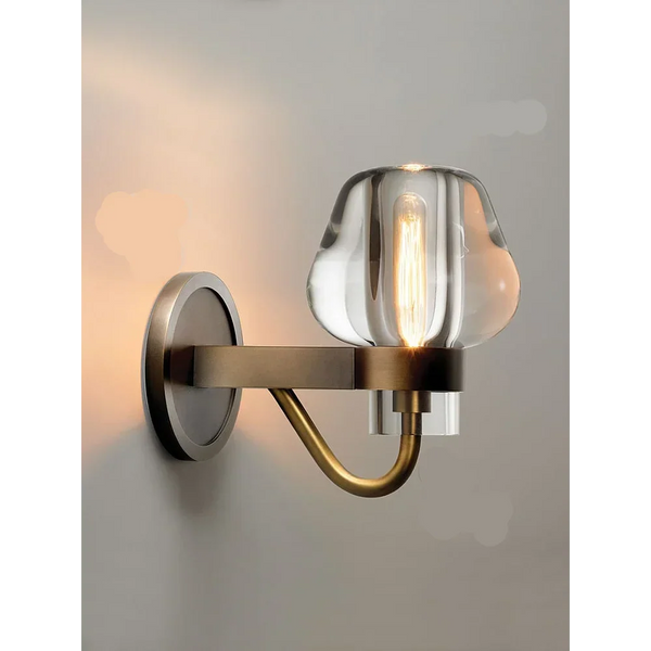 Crystal Glass Wall Sconce | Brass | CLBVB014
