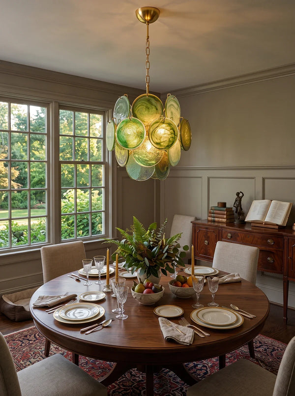 Verdana Green Disc Glass Chandelier