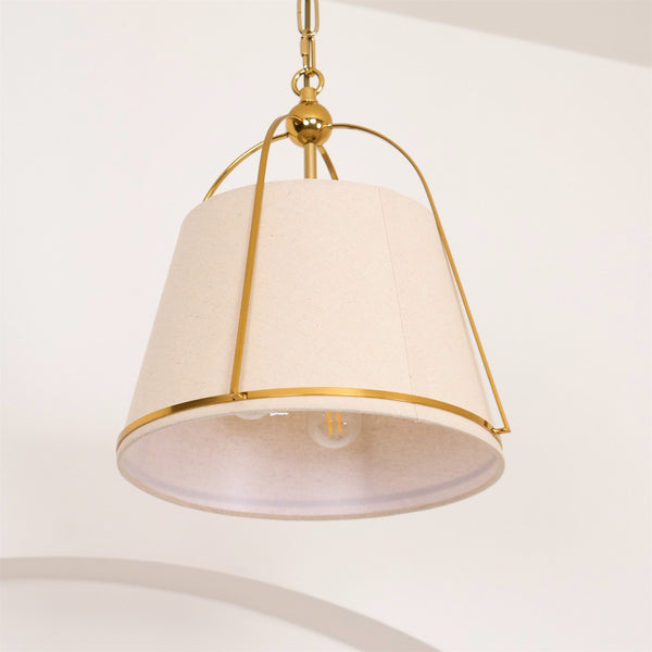 Yonder Traditional Classic Brass Fabric Pendant Lamp