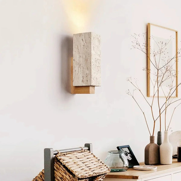 Rectangle Travertine Terra Form Wall Sconce