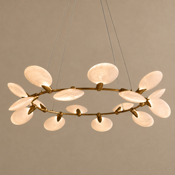 Glass Disc Chandelier | 16-Light Brass | CLDSC152BR