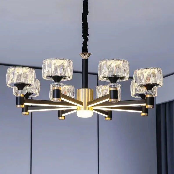 Luxury Led Crystal Chandelier Black/Gold Color