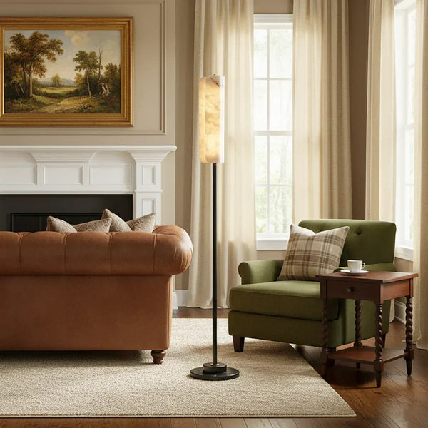 Alabaster Years Brass Floor Lamp