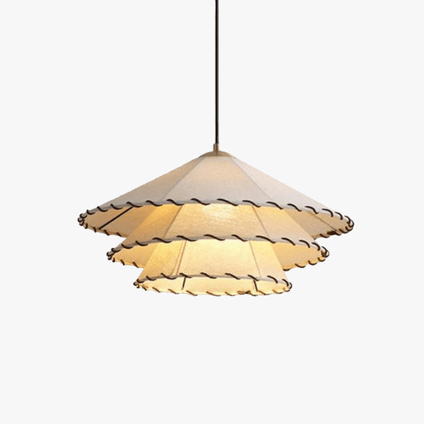 Japandi Style Pendant Light with Cotton Linen Shade