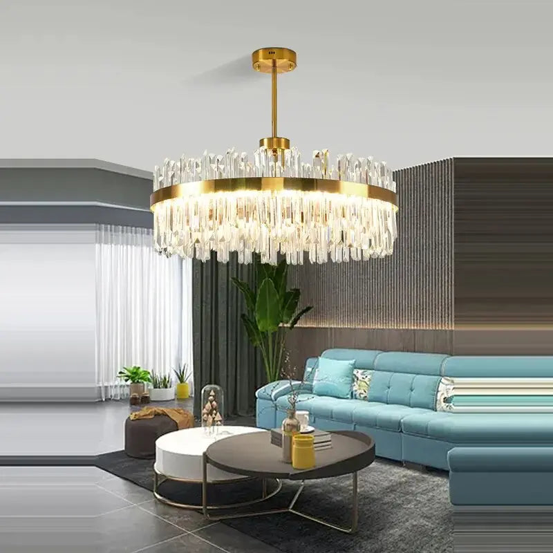 Cesi Foyer Crystal Chandelier Black/Silver/Gold Colours
