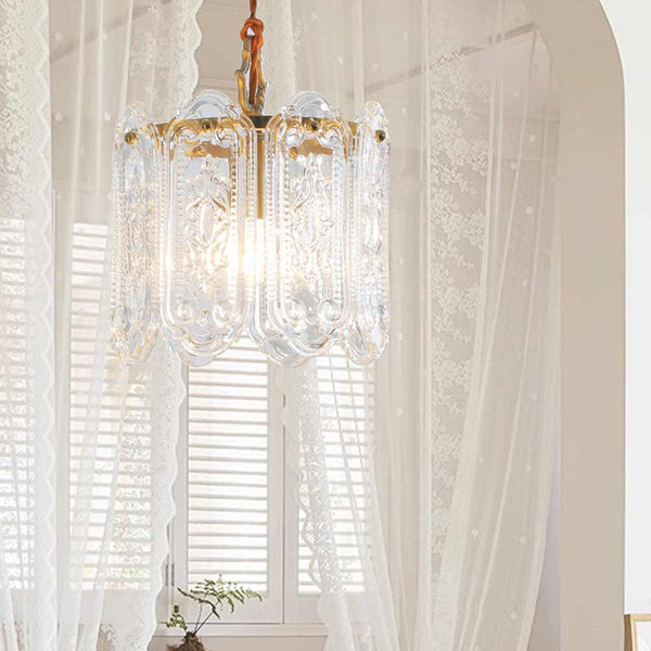 Ceiling / Pendant Light French Floral Carved Glass
