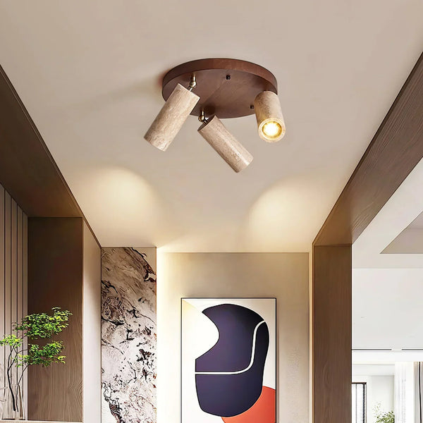 Cylindrical Terra Beam Travertine Ceiling Light