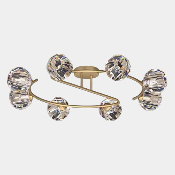 Semi-Flush Mount Ceiling Light Luxury Glass Crystal Globe