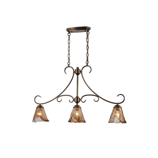 Aloror Vintage Industrial Island Brass Glass Pendant Lamp