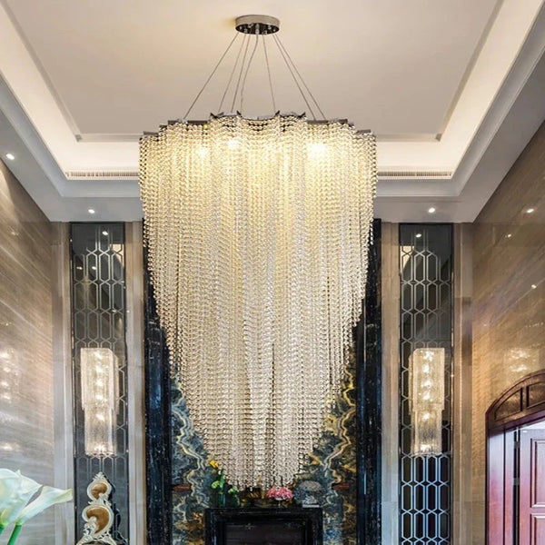 Modern Crystal Beaded Chandelier for Staircase&Foyer