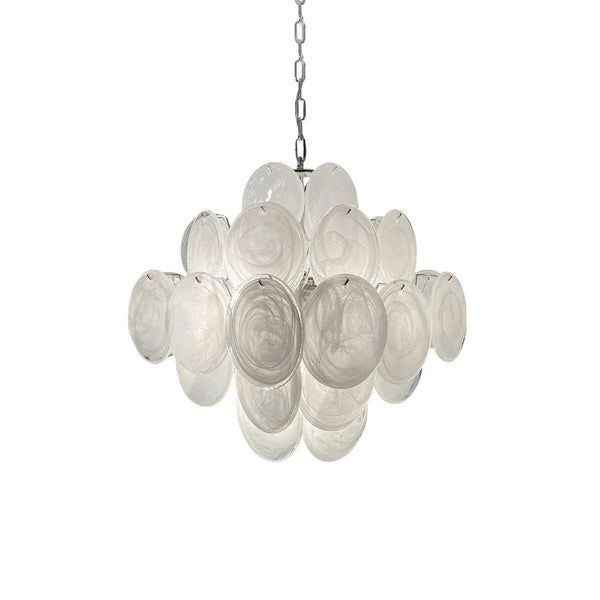 Round White Glass Chandelier